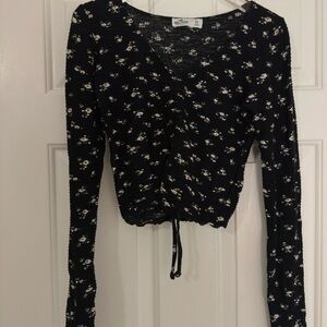 Hollister Black and White Floral Blouse